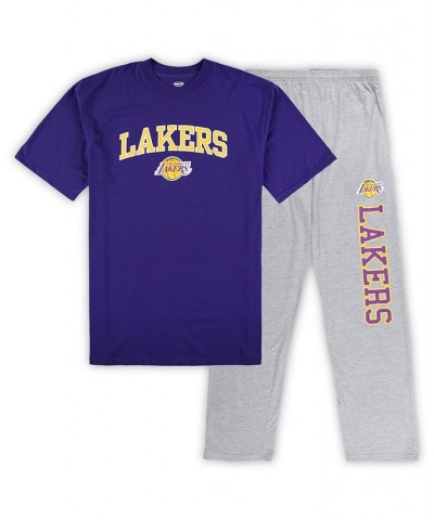 Men's Purple, Heather Gray Los Angeles Lakers Big and Tall T-shirt and Pajama Pants Sleep Set $28.38 Pajama
