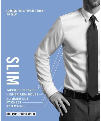 Men's Slim-Fit Flex Collar Stretch Solid Dress Shirt Blue $22.50 Dress Shirts