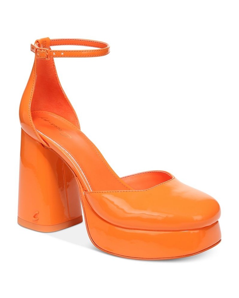 Rosa Two-Piece Ankle-Strap Platform Pumps Orange $49.05 Shoes