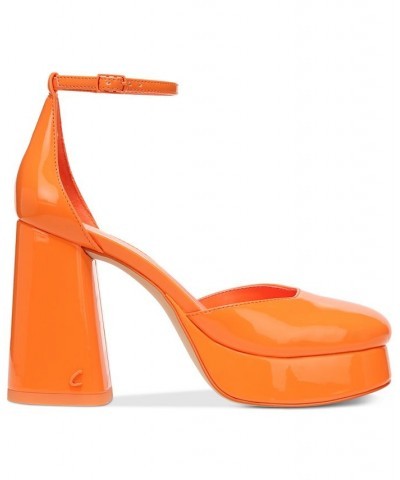Rosa Two-Piece Ankle-Strap Platform Pumps Orange $49.05 Shoes
